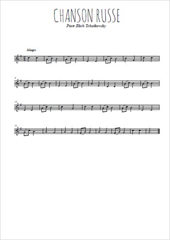 Chanson russe de Piotr Ilitch Tchaïkovski